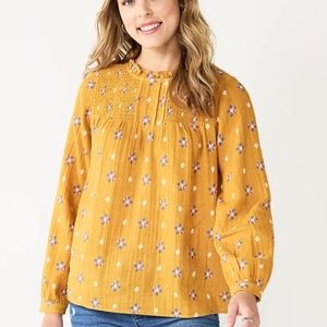 Women's Sonoma Goods For Life® Smocked Ruffled Neck Top